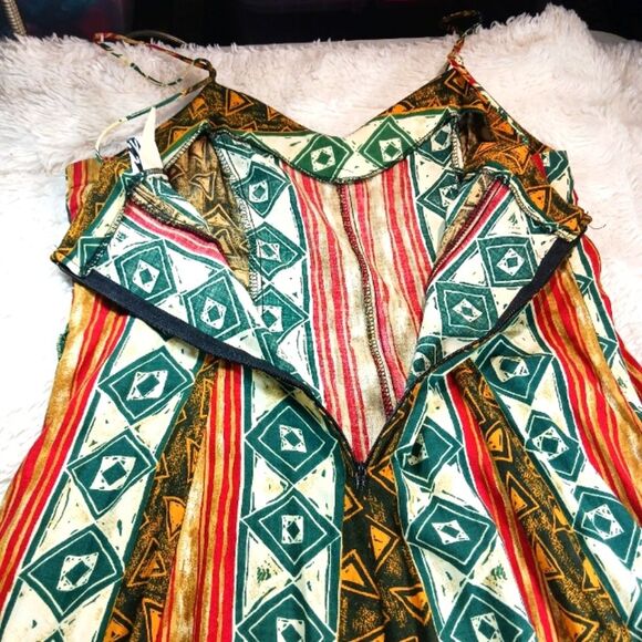 Calvin Klein Boho Maxi Dress Multi-Colored Tribal Geometric Print. Womans Medium - Picture 9 of 12